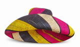 Raffia Curve Brim Hat Standard Brim in Liquorice Allsorts Madagascan