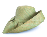 Raffia Curve Brim Hat Standard Brim in Pale Green Madagascan