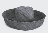 Raffia Curve Brim Hat Standard Brim in Pewter Grey Madagascan