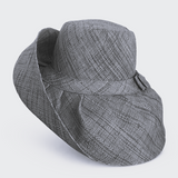 Raffia Curve Brim Hat Standard Brim in Pewter Grey Madagascan