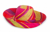 Raffia Curve Brim Hat Standard Brim in Rosy Apple Madagascan