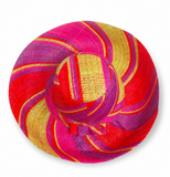 Raffia Curve Brim Hat Standard Brim in Rosy Apple Madagascan