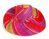 Raffia Curve Brim Hat Standard Brim in Rosy Apple Madagascan