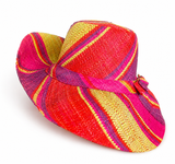 Raffia Curve Brim Hat Standard Brim in Rosy Apple Madagascan