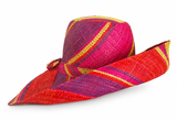 Raffia Curve Brim Hat Standard Brim in Rosy Apple Madagascan