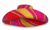 Raffia Curve Brim Hat Standard Brim in Rosy Apple Madagascan