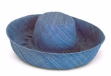 Raffia Curve Brim Hat Standard Brim in Ruddy Blue Madagascan