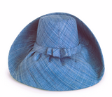 Raffia Curve Brim Hat Standard Brim in Ruddy Blue Madagascan