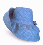Raffia Curve Brim Hat Standard Brim in Ruddy Blue Madagascan