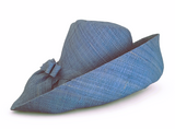 Raffia Curve Brim Hat Standard Brim in Ruddy Blue Madagascan