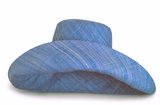 Raffia Curve Brim Hat Standard Brim in Ruddy Blue Madagascan