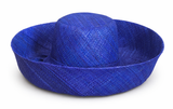 Raffia Curve Brim Hat Standard Brim in Sapphire Blue Madagascan