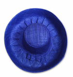 Raffia Curve Brim Hat Standard Brim in Sapphire Blue Madagascan