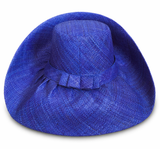Raffia Curve Brim Hat Standard Brim in Sapphire Blue Madagascan