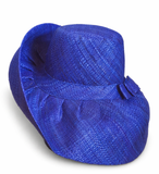 Raffia Curve Brim Hat Standard Brim in Sapphire Blue Madagascan