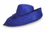 Raffia Curve Brim Hat Standard Brim in Sapphire Blue Madagascan