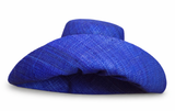 Raffia Curve Brim Hat Standard Brim in Sapphire Blue Madagascan