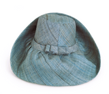 Raffia Curve Brim Hat Standard Brim in Sky Blue Madagascan
