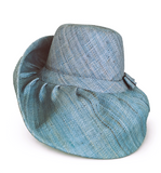 Raffia Curve Brim Hat Standard Brim in Sky Blue Madagascan