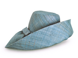 Raffia Curve Brim Hat Standard Brim in Sky Blue Madagascan