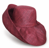 Raffia Curve Brim Hat Standard Brim in Wine Madagascan
