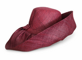 Raffia Curve Brim Hat Standard Brim in Wine Madagascan