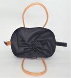 Raffia Handbag Basket Black and Natural Medium