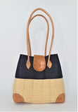 Raffia Handbag Basket Black and Natural Small