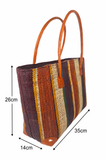 Raffia Striped Handbag Large in Chocolate Box Madagascan