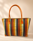 Raffia Striped Handbag Large in Butterscotch Madagascan