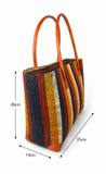 Raffia Striped Handbag Large in Butterscotch Madagascan