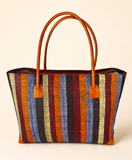 Raffia Striped Handbag Large in Candy Cane Madagascan