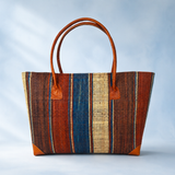 Raffia Striped Handbag Large in Fizzy Cola Madagascan