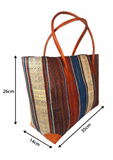 Raffia Striped Handbag Large in Fizzy Cola Madagascan