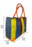 Raffia Striped Handbag Large in Gum Drops Madagascan