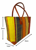 Raffia Striped Handbag Large in Jelly Beans Madagascan