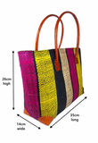Raffia Striped Handbag Large in Liquorice Allsorts Madagascan