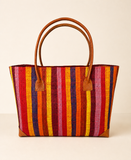 Raffia Striped Handbag Large in Lollipop Madagascan