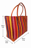 Raffia Striped Handbag Large in Lollipop Madagascan