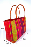 Raffia Striped Handbag Large in Rosy Apple Madagascan