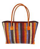 Raffia Striped Handbag Large in Candy Cane Madagascan