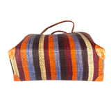Raffia Striped Handbag Large in Candy Cane Madagascan