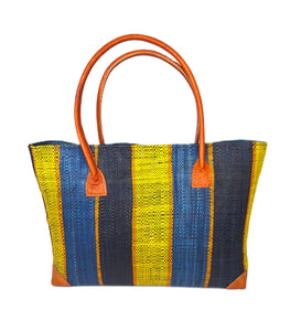 Raffia Striped Handbag Small in Gum Drops Madagascan