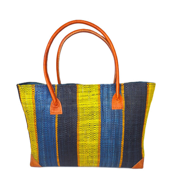 Raffia Striped Handbag Small in Gum Drops Madagascan