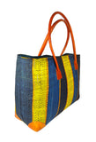 Raffia Striped Handbag Small in Gum Drops Madagascan