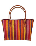 Raffia Striped Handbag Large in Lollipop Madagascan