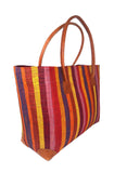 Raffia Striped Handbag Large in Lollipop Madagascan