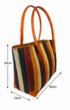 Raffia Striped Handbag Small in Butterscotch Madagascan