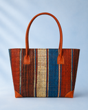 Raffia Striped Handbag Small in Fizzy Cola Madagascan