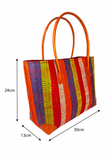 Raffia Striped Handbag Small in Fruit Salad Madagascan